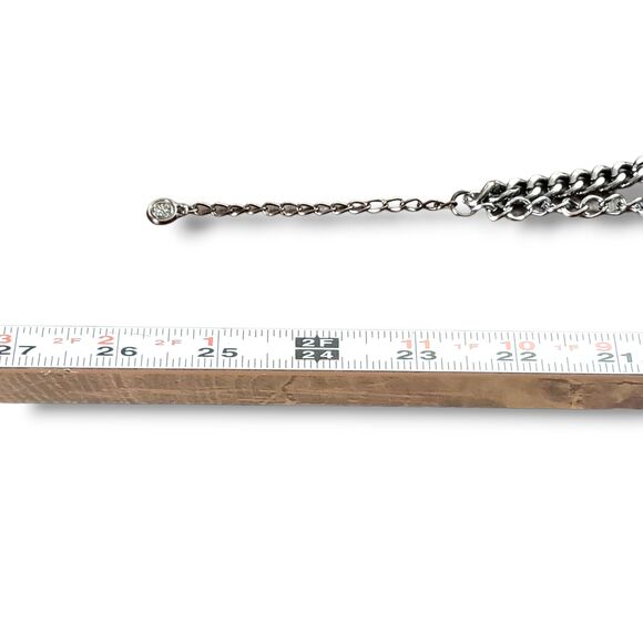 Simply Vera Wang Multi Strand Chain Bezel Set Glass Rhinestone Flower Necklace - Picture 8 of 8